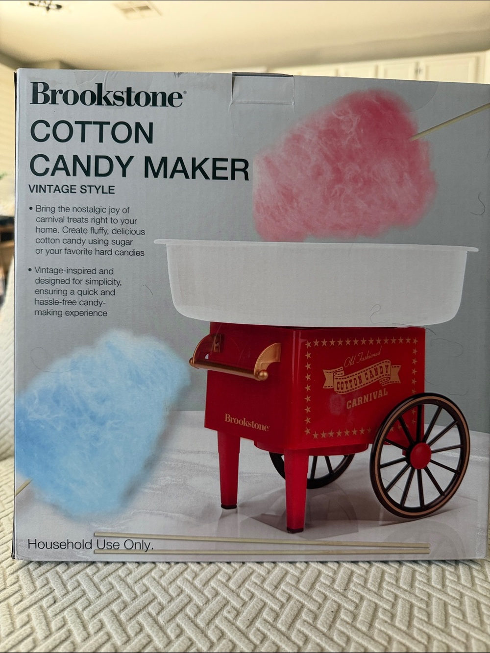 Brookstone Red Cotton Candy Cart with White Bowl